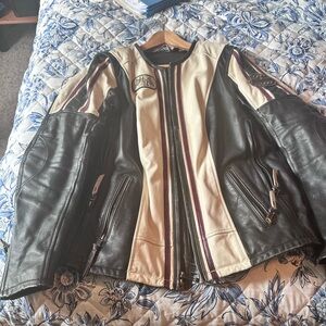 Women's Black and Cream Leather Jacket